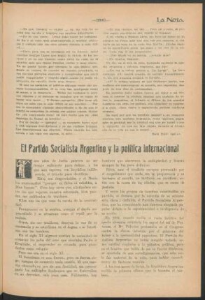 El Partido Socialista Argentino y la política internacional