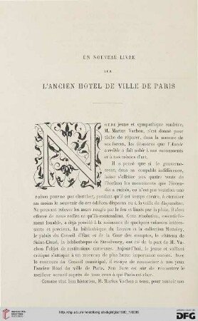 2. Pér. 25.1882: Un nouveau livre sur l'ancien hotel de ville de Paris