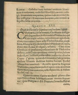 Quaestio XXII. Quid de Ecclesia Coptica censendum?