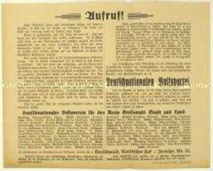 Aufruf zum Eintritt in die Deutschnationale Volkspartei