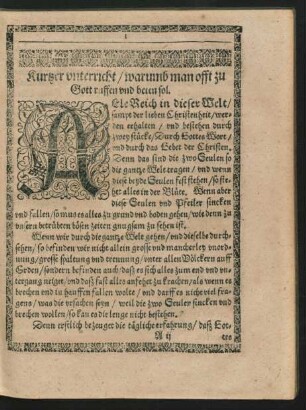 Kurtzer unterricht/ warumb man offt zu Gott ruffen und beten sol.