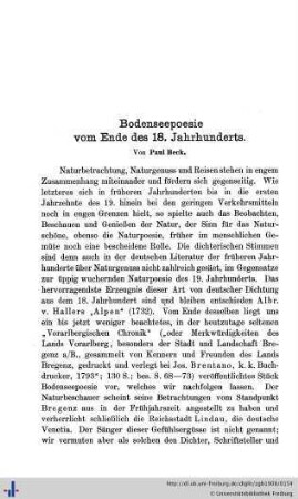 Bodenseepoesie vom Ende des 18. Jahrhunderts.