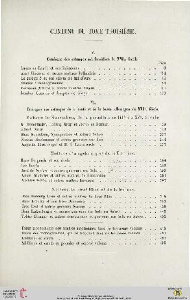 Contenu du tome troisième