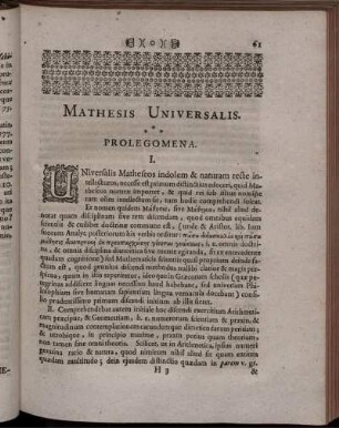 Mathesis Universalis.