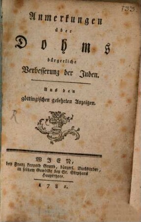 Anmerkungen über Dohms bürgerliche Verbesserung der Juden