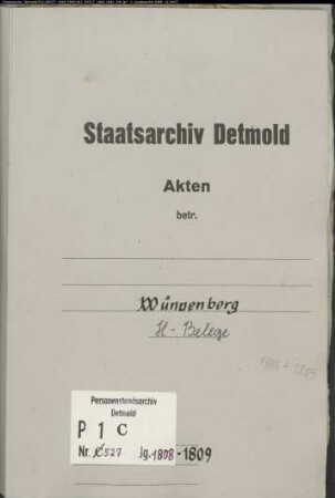 Belegakten zum Heiratsregister der katholischen Gemeinde Wünnenberg, Kreis Büren (1808-1809)