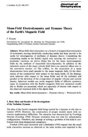 Mean-field electrodynamics and dynamo theory of the earth's magnetic field