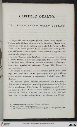 Capitolo quarto: Del sesto segno dello zodiaco