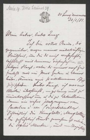 Brief an Hans von Bülow : 30.01.1881