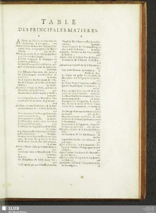 Table Des Principales Matieres