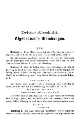 Dritter Abschnitt. Algebraische Gleichung.