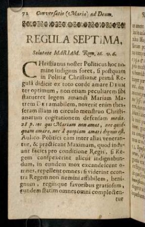 72-85, Regula Septima. Salutate MARIAM.