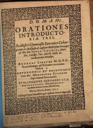 Orationes introductoriae tres, in illustri gymnasio Saxonico Coburgi, cum in illud