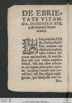 De Ebrietate vitanda, Dominica XVII post trinitatis, Sermo ccxxxj