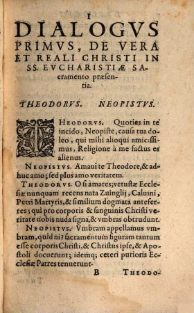 De corporis et sanguinis Christi Sacramento : Dialogi sex