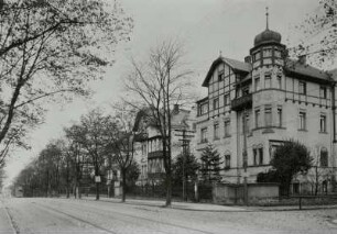 Dresden-Weißer Hirsch, Bautzner Landstraße 53. Landhaus Apollo (1902). Eckansicht