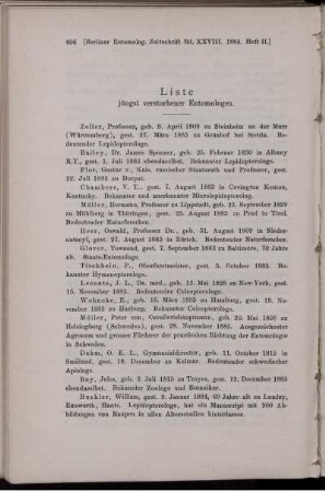 Liste jüngst verstorbener Entomologen.