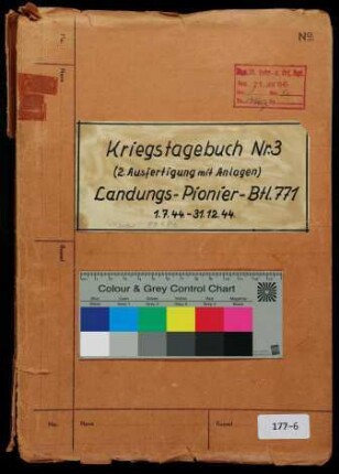 Kriegstagebuch Nr. 3 (2. Ausfertigung mit Anlagen) Lgs.Pi.Btl. 771 vom 1.7.1944-31.12. 1944