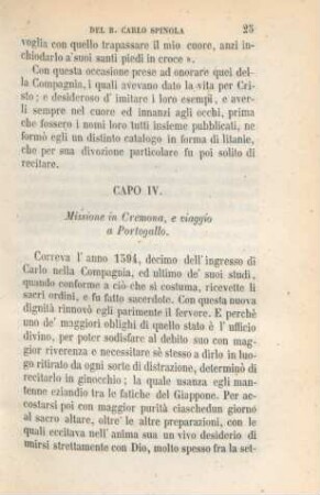 Capo IV. Missione in Cremona, e viaggio a Portogallo