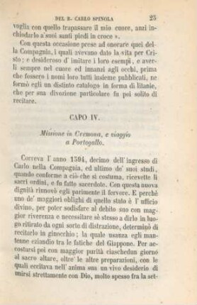 Capo IV. Missione in Cremona, e viaggio a Portogallo