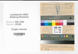 Entnazifizierung Heinrich Engels , geb. 05.10.1891 (Versicherungsangestellter)