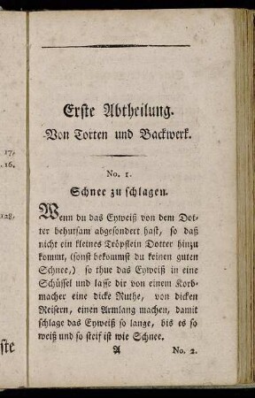 Erste Abtheilung. Von Torten und Backwerk.