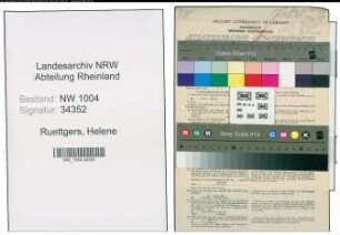 Entnazifizierung Helene Ruettgers , geb. 26.10.1888 (Postbetr.Assistent)