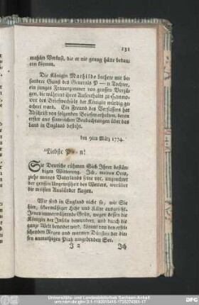 den 9ten März 1774. Liebste P-n!