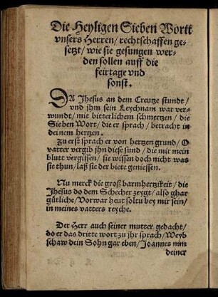 Die Heyligen Sieben Wortt unsers Herren