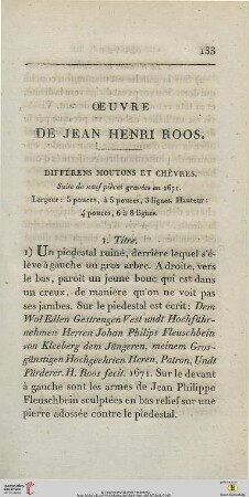 Oeuvre de Jean Henri Roos