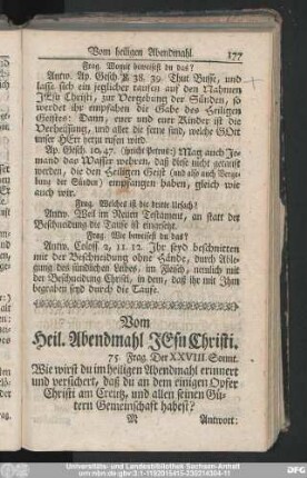 Vom Heil. Abendmahl Jesu Christi.