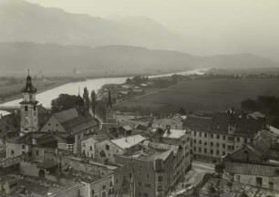 Rattenberg am Inn (Österreich). Stadtteilansicht, von der Ruine gesehen