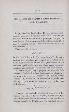 Sur le calcul des dérivées a indices quelconques.