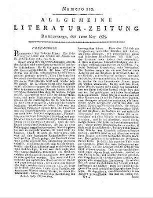 Kapp, J.: Zur Erholung für Lehrer und Freunde der Schulen. Bayreuth: Lübeck 1785