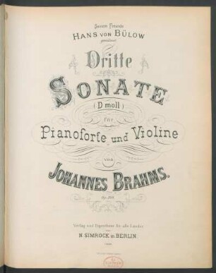 Dritte Sonate (d Moll) für Pianoforte und Violine : op. 108
