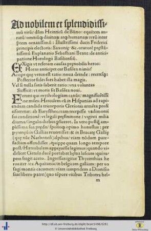 Ad dominum Johannem Bergman de Olpe … - Ad nobilem et splendidissimum virum dominum Heinricum de Büno… - De diluvio aquarum Intimatio ad ecclesiam Basiliensis.