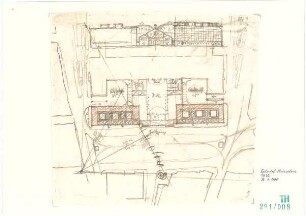 Fischer, Theodor; München; Hauptbahnhof, Bebauungsvorschlag - Lageplan, Grundriss, Ansicht