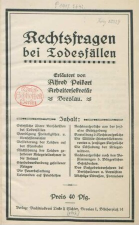 Rechtsfragen bei Todesfällen