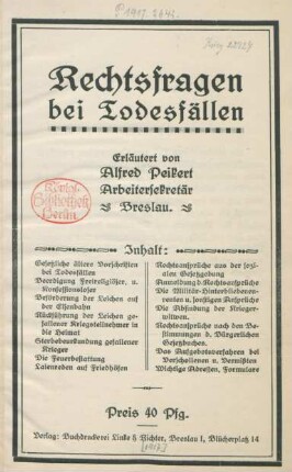 Rechtsfragen bei Todesfällen