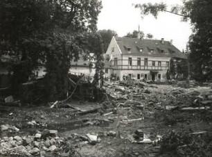 Unwetterkatastrophe im Osterzgebirge am 8./9. Juli 1927. Berggießhübel. Zerstörte Häuser