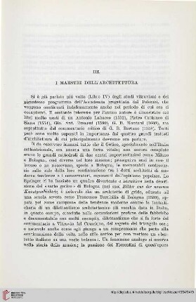 III. I maestri dell’architettura