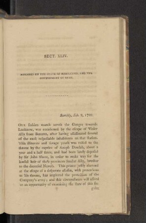 Sect. XLIV. Remarks on the state of Rohilcund, and the government of Oude.