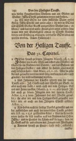 Von der Heiligen Tauffe.