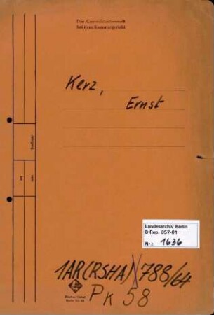Personenheft Ernst Kerz (*29.003.1914), Polizeiinspektor