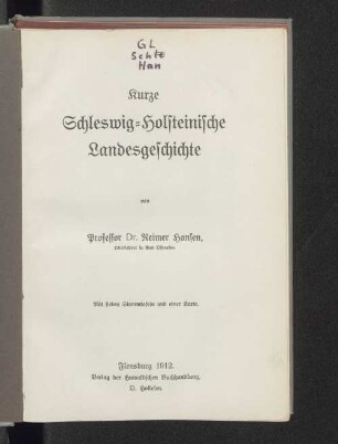 Kurze schleswig-holsteinische Landesgeschichte