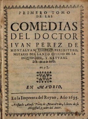 Comedias. 1. (1635)