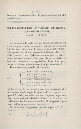 Sur les courbes dont les tangentes appartiennent a un complexe linéaire.