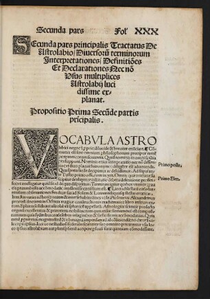 Propositio Prima Secunde partis principalis.