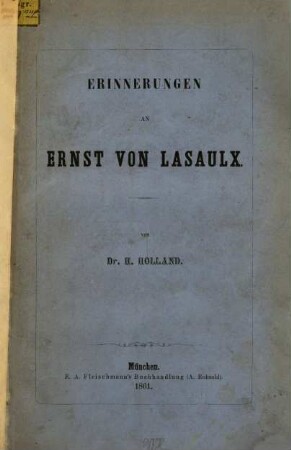 Erinnerungen an Ernst von Lasaulx