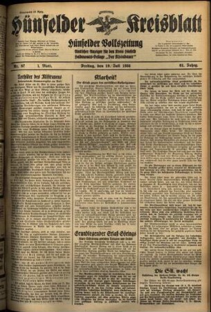Erste Ausgabe vom Freitag, den 19. Juli 1935.